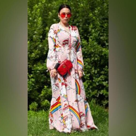 Mira Mikati Rainbow Ray Printed Dress, Size 2 - Picture 6 of 9